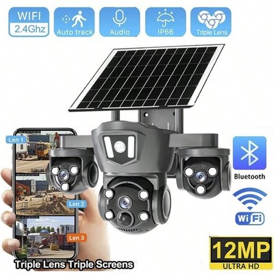 Solar Battery Powered Wireless WiFi Outdoor Pan/Tilt Home Security Camera System