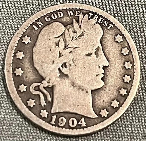1904 O Barber Quarter   Wholesome & Appealing Original Better Date  90% Silver