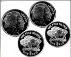LOT 2 X 1 GRAM .999 FINE SILVER MONARCH BUFFALO INDIAN HEAD ROUNDS BU