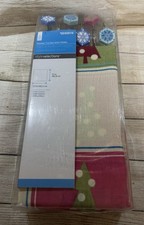 Style Selections Christmas Shower Curtain w/Snowflake Hooks Pink Blue Green NEW