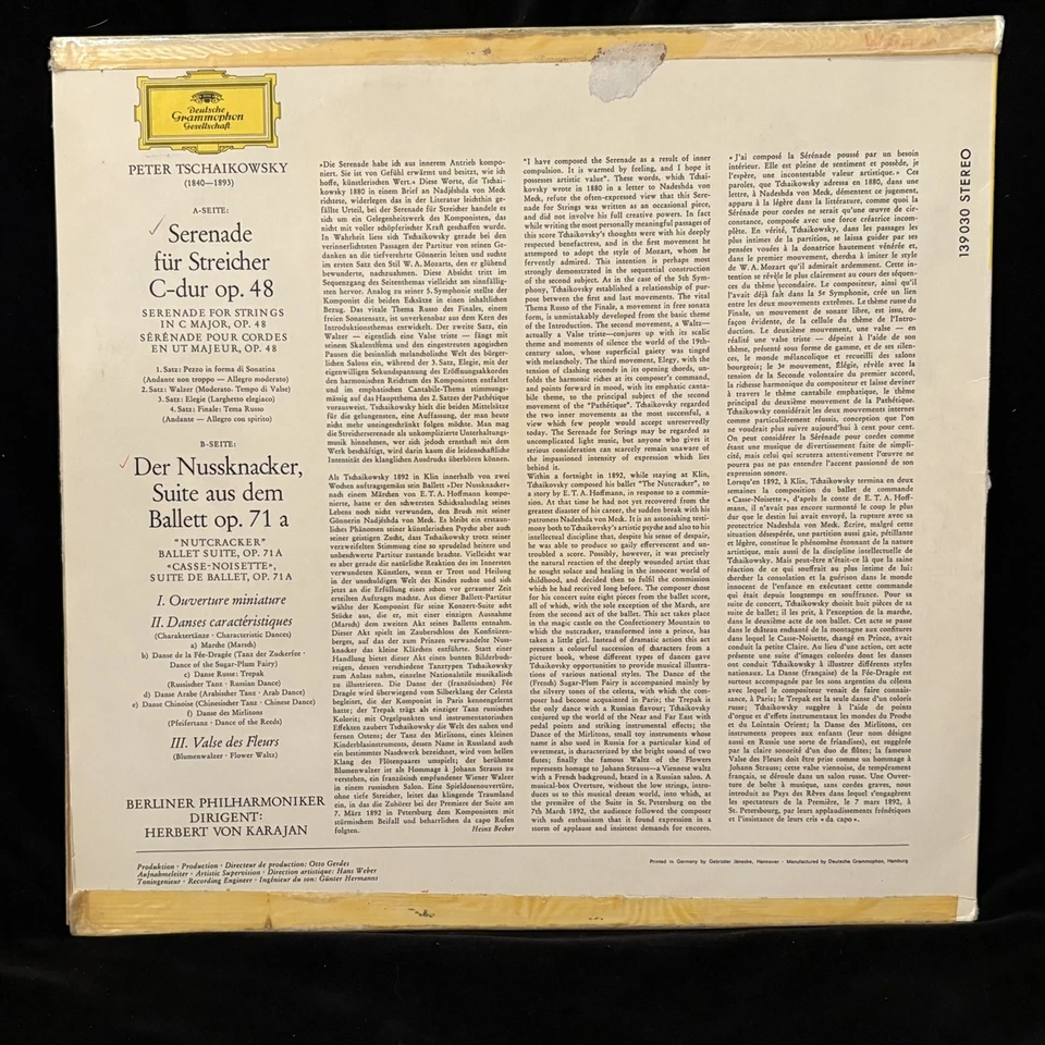 TCHAIKOVSKY String Serenade & Nutcracker Suite, KARAJAN Berlin - DGG TULIP ST LP - Image 2 of 4