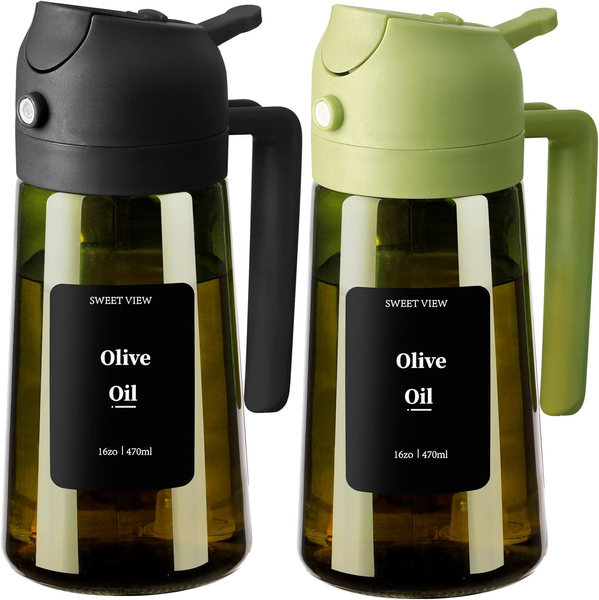 OlivenöLspender Und ÖLsprüHer 470 Ml | Glas Lichtdichter ÖLausgießEr FüR KüChe,-image