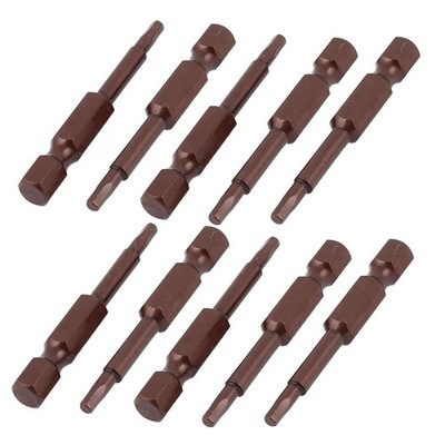 10pcs 1/4'' Hex Shank 2.5mm Hexagon Tip Magnetic Screwdriver Bits 50mm Length