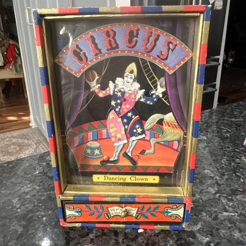 VINTAGE DANCING CIRCUS CLOWN Music Box  Drawer Wind-up PLAYS “SEND IN THE CLOWNS