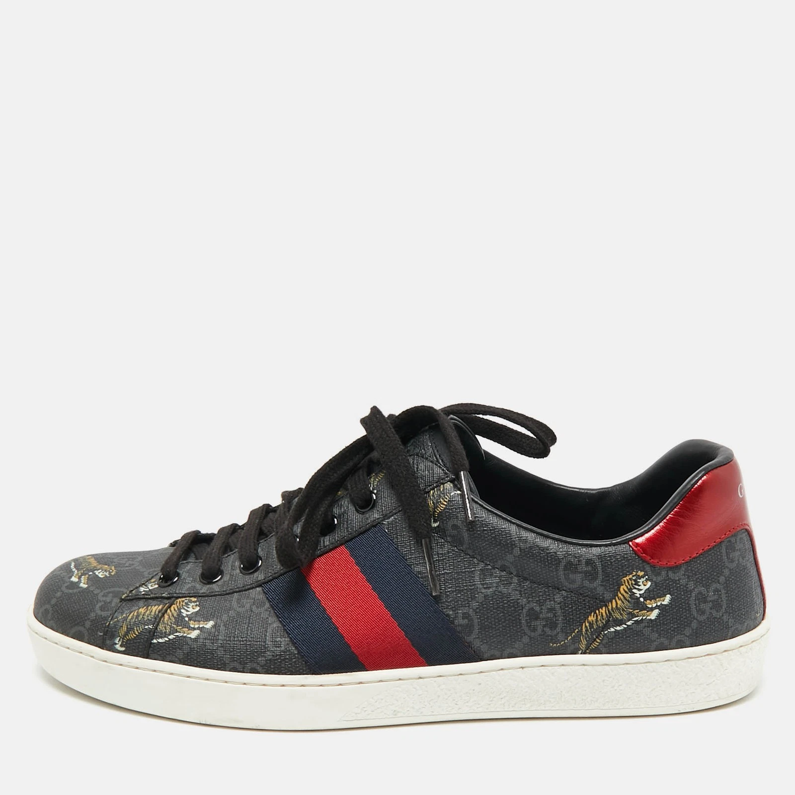 Baskets Gucci noires GG Supreme toile imprimé tigre as pointure 41,5