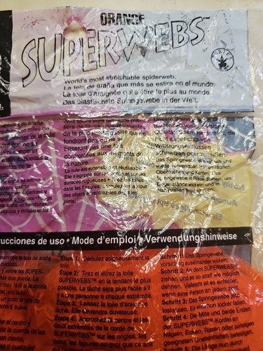 VTG NOS Rubie's Orange SpiderWeb, SuperWebs Halloween Indoor/Outdoor Decoration - Picture 7 of 11