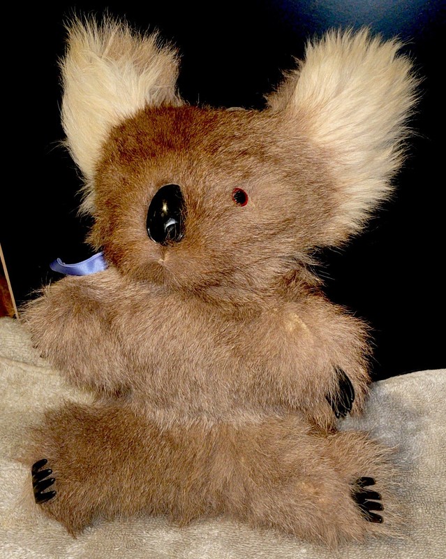 Vintage Plush Koala Bear Real Kangaroo Fur 10" Stuffed Animal Plush 1960/70
