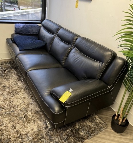 Black Leather Sofa in Le Corbusier Style, 72" Long
