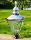 Silver Victorian Garden Street Post Lamp 90cm Vintage Lantern Top Metal Light