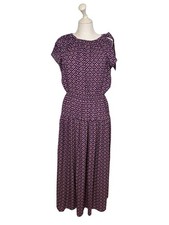 NWT Banana Republic Shirred Neck Drop Waist Midi Dress Pink Geo Medium