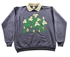 Vintage Jerzees Sweatshirt Mens XL Purple Collar Trillium Morel Made USA 90s