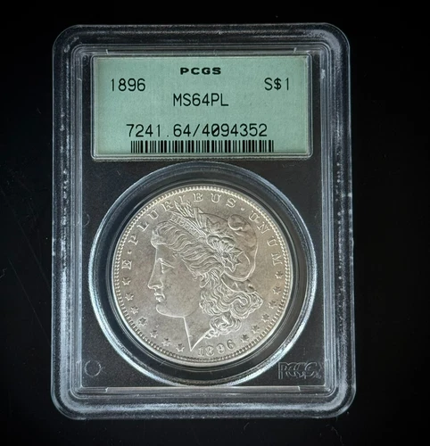 1896 P Morgan Silver Dollar S$1 PCGS MS64  Proof Like OGH C- 389