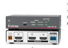 Extron DA2 HD 4K HDMI Distribution Amplifier 2-Output 4K 60Hz w/ AC  HDMI Cable