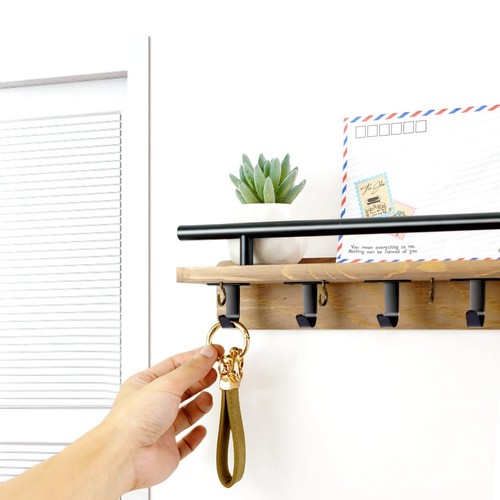 Key Holder Wall Mount Shelf and Hook Key Holder for Wall with 9 Hooks and Mai... - 第 3/5 張圖片