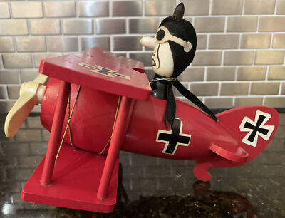 Snoopy Red Baron Wooden Music Box Peanuts Bi-plane Snoopy's