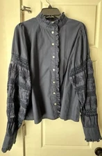 Love The Label Anthropologie Embroidered Lace Button Down Boho Minimalist Large