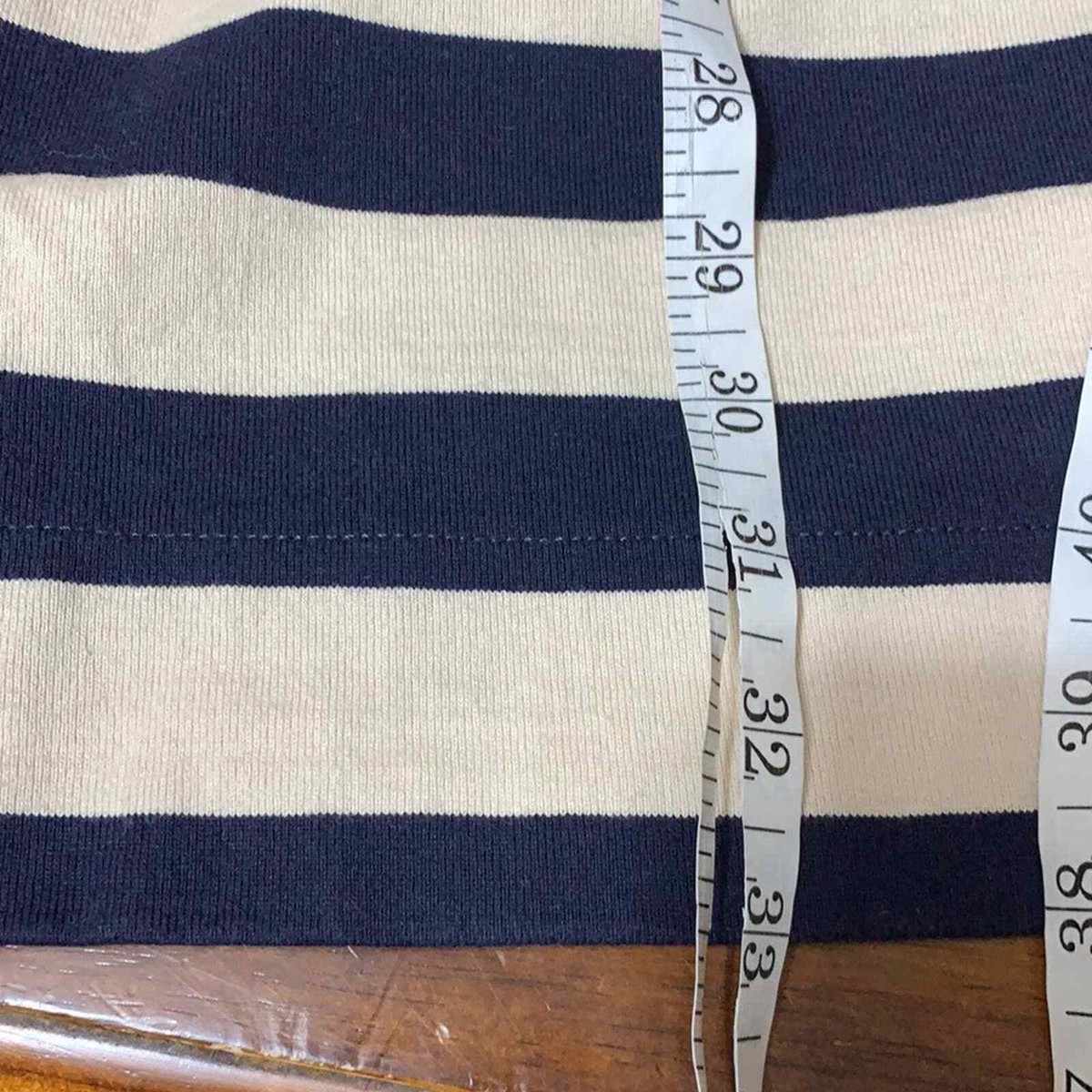 J Crew Striped Dress Faux Leather Pockets Navy & Beige Medium | eBay