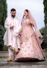 Sabyasachi inspired silk lehenga choli for women Anushka sharma marriage lehenga