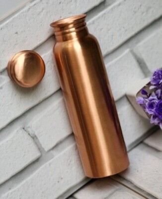 Set Of 2pcs 100% Pure Leek Proof Copper Bottel 1000ml With Ayurveda Benifits