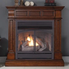 Duluth Forge Ventless Gas Fireplace With Mantel, 32K BTU, Remote, DFS-400R-2AC
