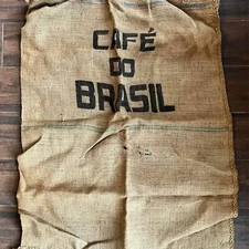 Vintage Burlap Cafe Do Brasil Coffee Bean Sack