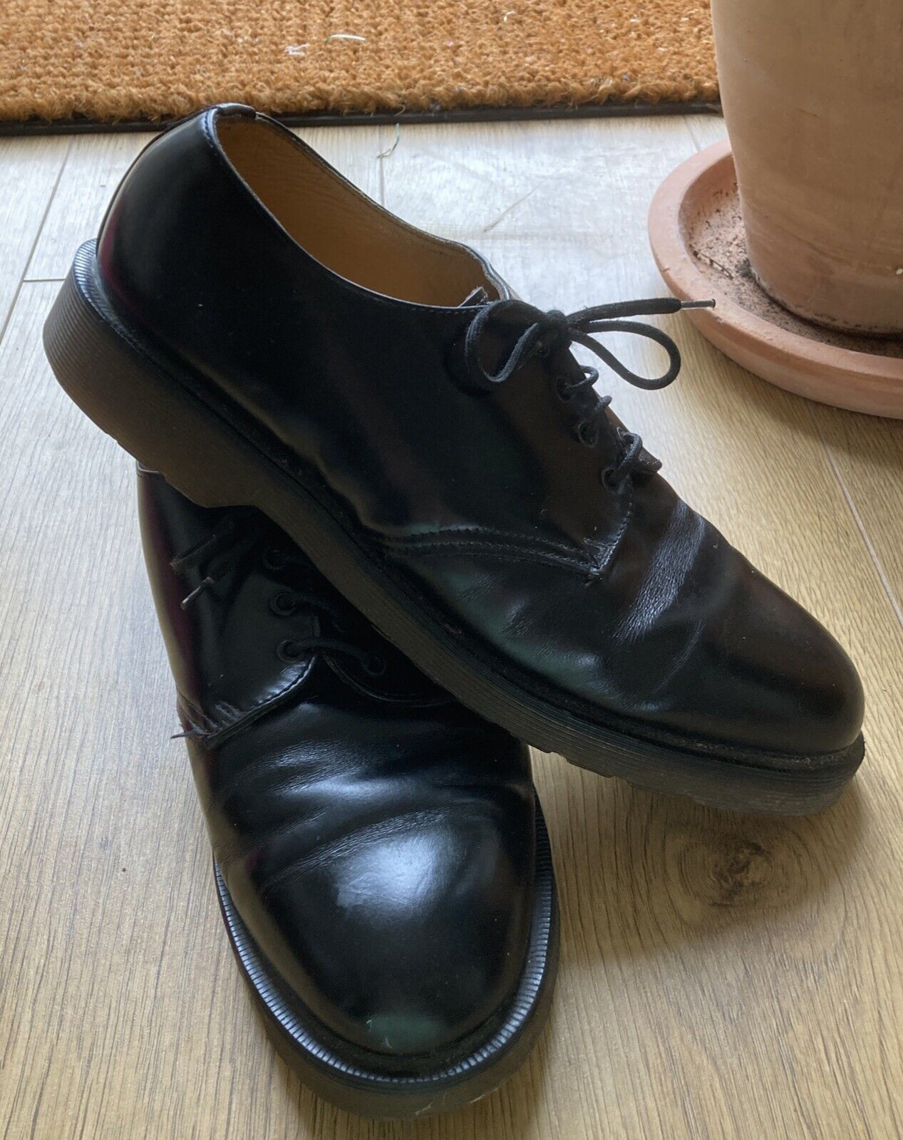 Rare Vintage Dr Martens Air-Wair 1461 Black Leather Shoes UK 9,  Made in England 4