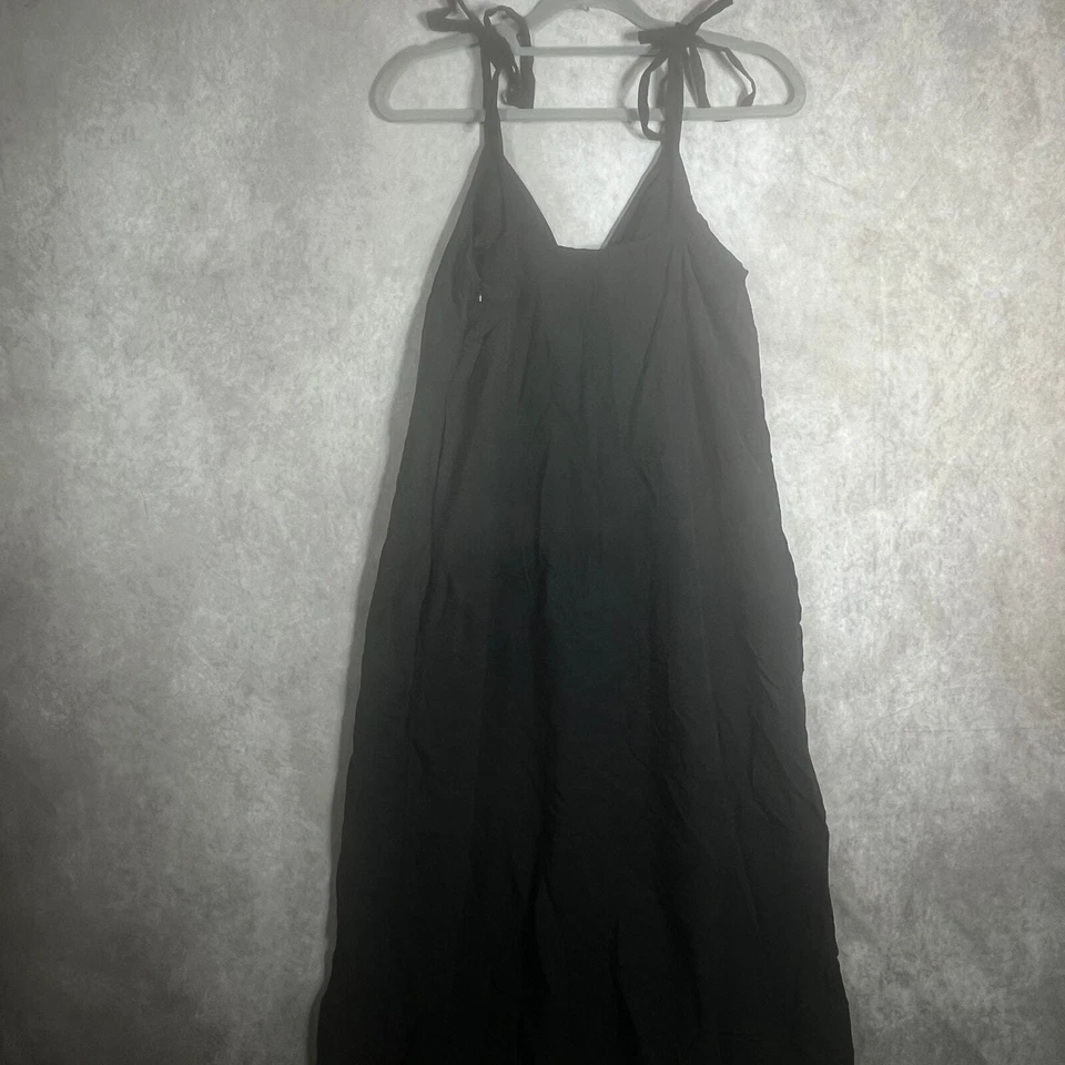 Hatch Maternity Dress Womens Size 1 Black Linen Blend Maxi Sleeveless V-Neck - Image 4 of 4