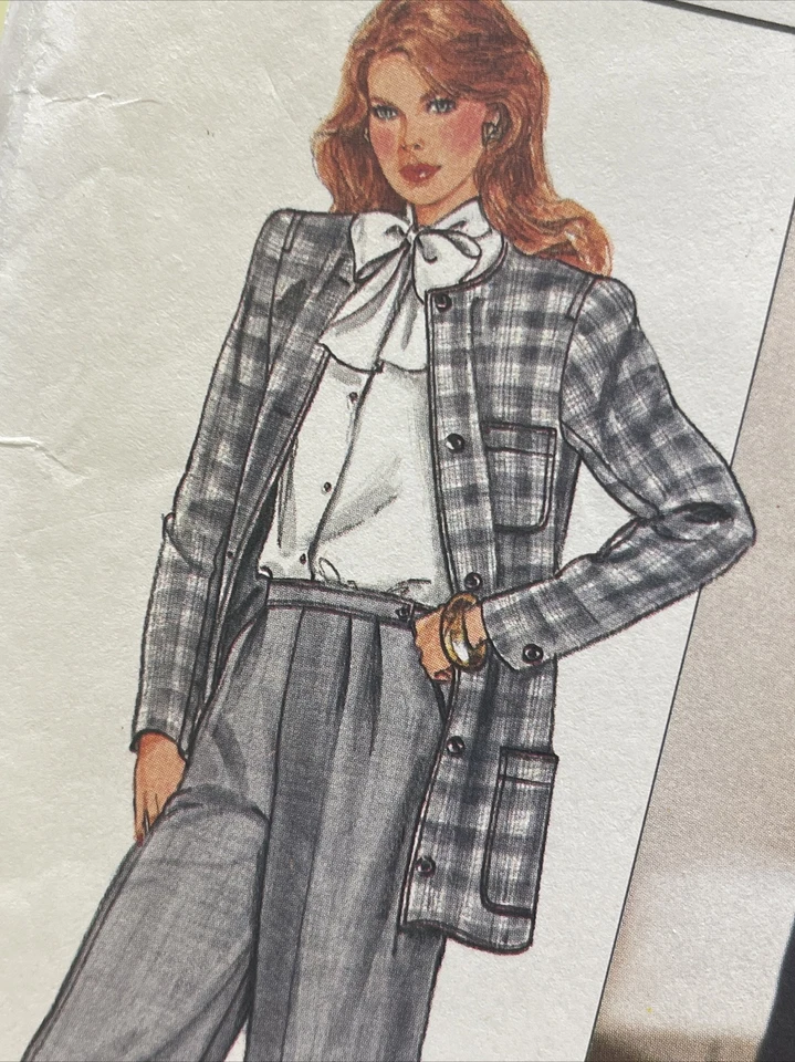 UNCUT Vintage 1980s Butterick 4777 Pant Or Skirt Suit Evan Picone Size 14 16 18 - Image 3 of 4