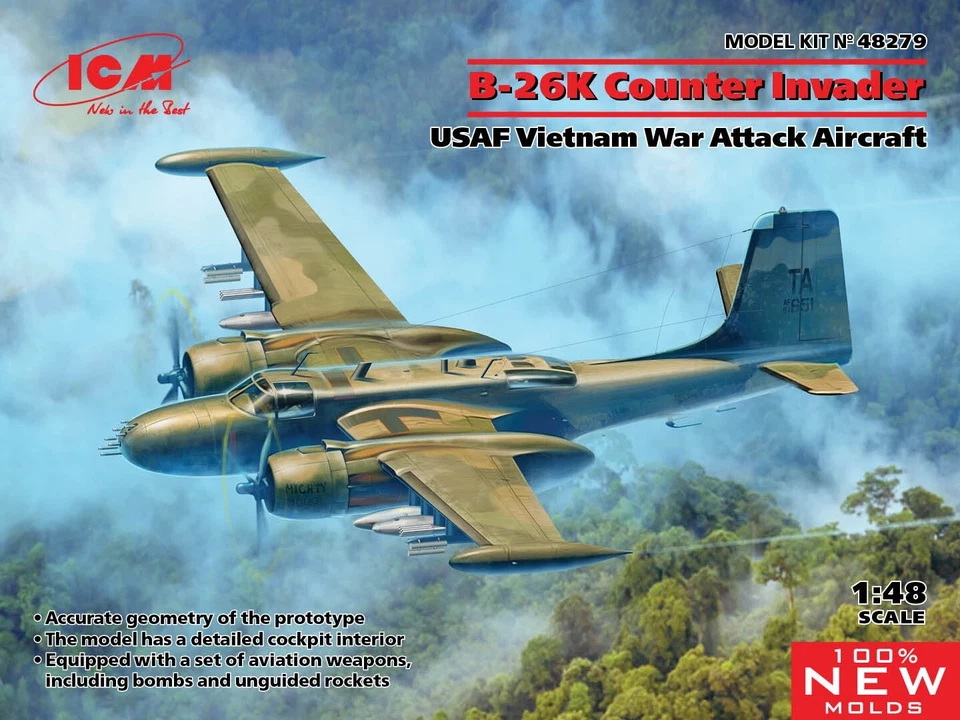 ICM 48279 - B-26K Counter Invader - Kit Modelo Escala 1:48 de Avión Era Vietnam Foto 2 de 4
