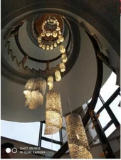 Duplex building stair chandelier modern big sparil living room LED ceiling light
