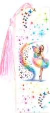 BALLERINA RAINBOW BUTTERFLIES/STARS/UNIQUE EXQUISITE LAMINATED BOOKMARK