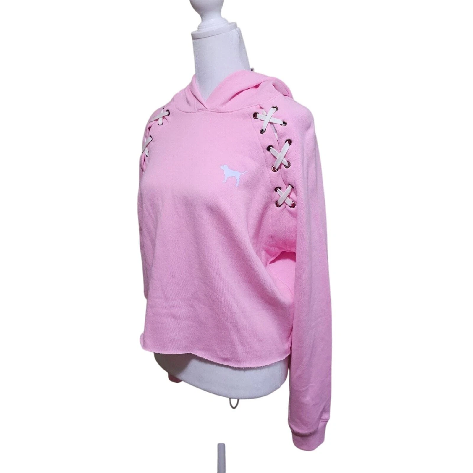 UNDERCOVER Felpa ROSA Victoria's Secret con cappuccio e lacci a spalla taglia S