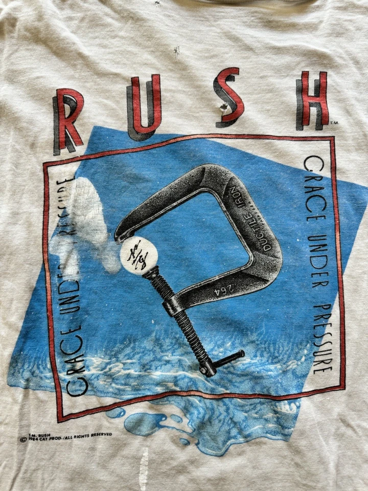 Camiseta vintage 1984 Rush Grace bajo presión talla grande banda Foto 3 de 4