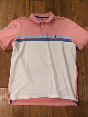 Izod Mens Advantage Performance Stretch Pink Golf Polo Shirt Size L Colorful 