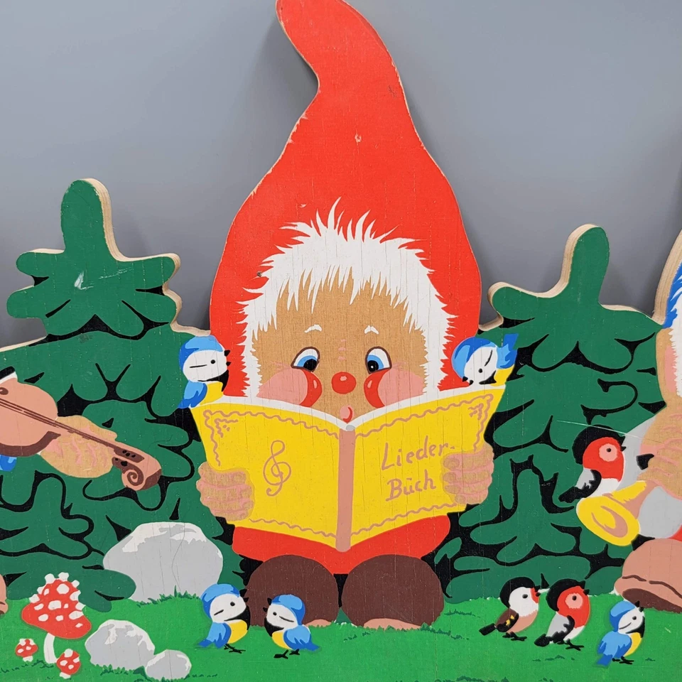 De colección Grossman Winkl Jardín Gnomos Niños Madera Abrigo Sombrero Estante Alemania Foto 3 de 4