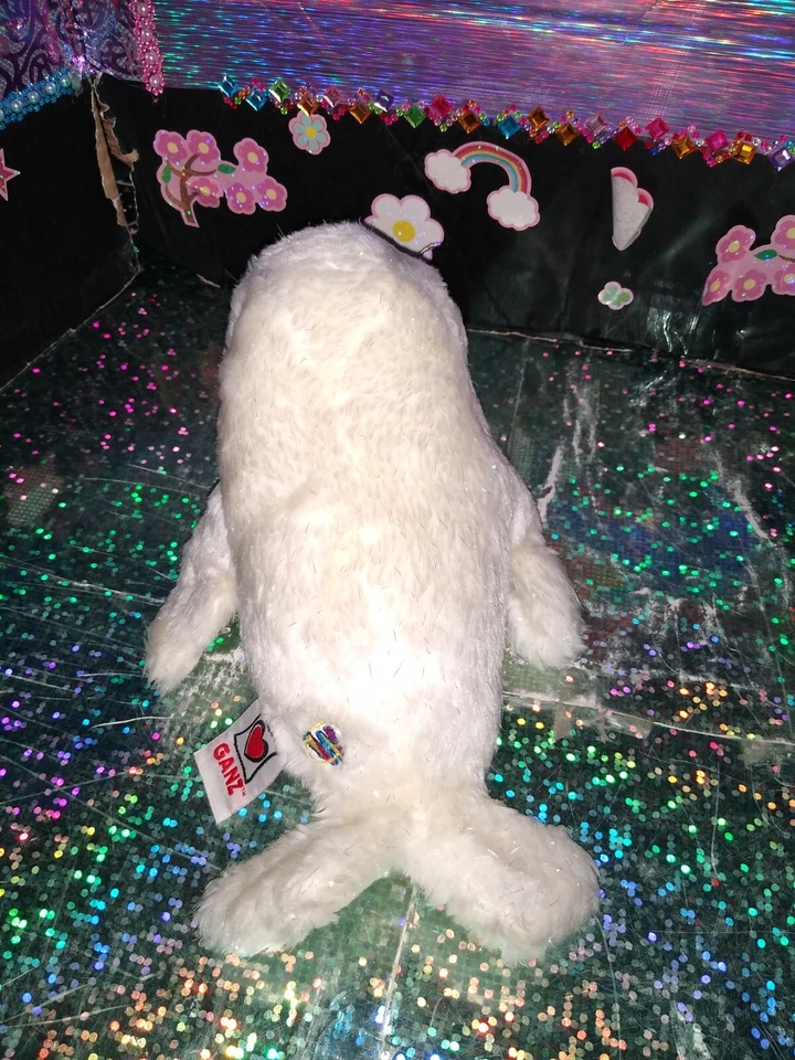 🦄Ganz / Webkinz "Sparkle Harp Seal" White w/Whiskers HM686 9" Plush! *No Code. - Image 3 of 4