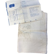 Bucilla Tablecloth Pure Linen Stamped Embroidery Cornflowers Floral 52 x 70