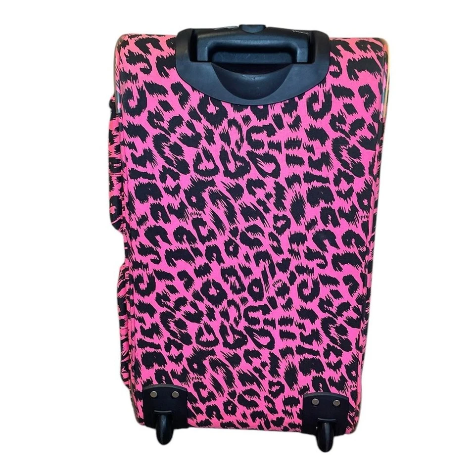 Bolso de viaje Victoria's Secret Love rosa leopardo con ruedas bolsa de viaje Y2K Foto 4 de 4