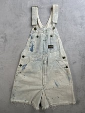 VTG OshKosh B Gosh Jeans Overalls Shorts Womens 30/2 Blue 90s Vestbak Denim Bib