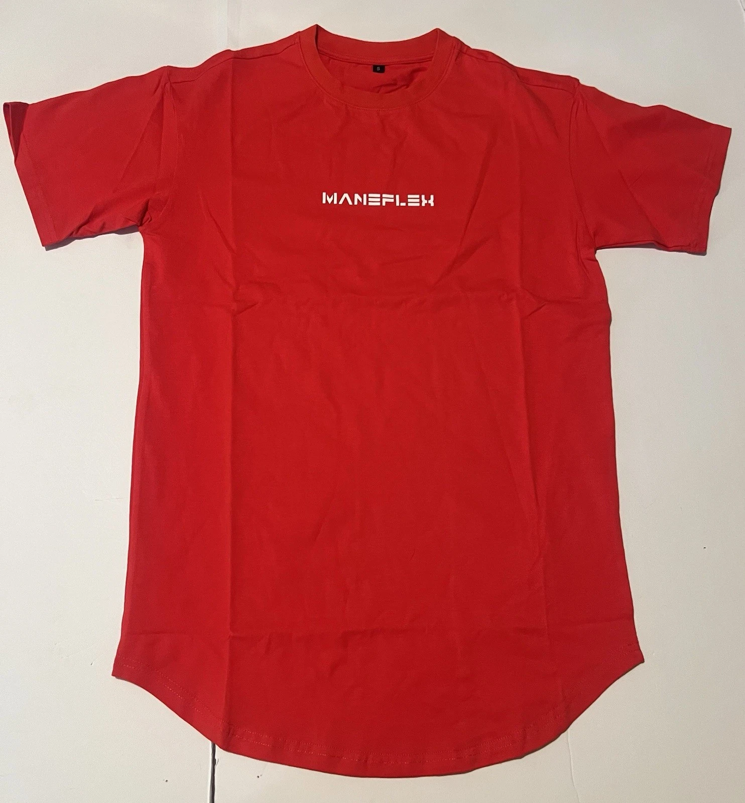 T-Shirt Mens/Unisex Active Wear Maneflex scoop" hem Bottom Red S New
Opens in a new window or tab
