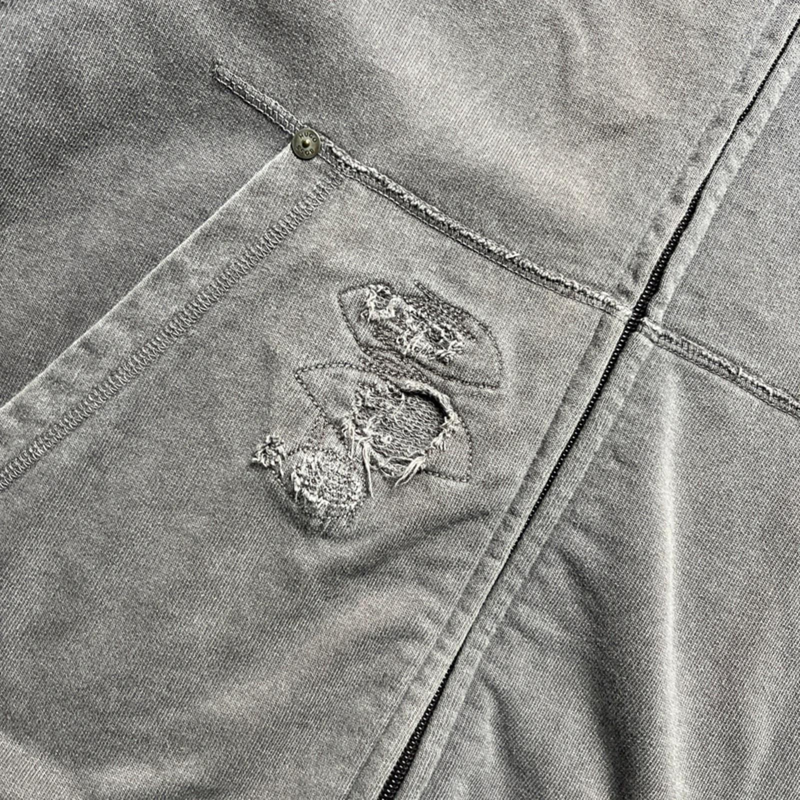 Vintage Hugo Boss Y2K Grey Distressed Men’s 1/4 Zip Jumper | L image 3