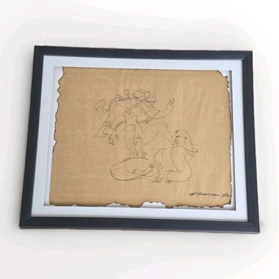 Vintage Japanese Hand Drawn Papyrus Tattoo Studio Art Decor Artist Unknown Kanji