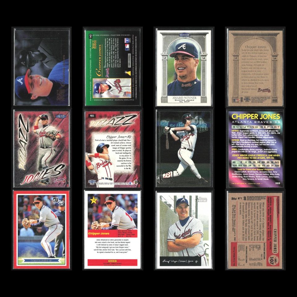 Chipper Jones 批量 50 张棒球卡 1996 年精选认证蓝色亚特兰大勇士队近乎完好 — 第 3/4 张图片