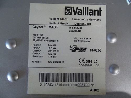 Vaillant Geyser MAG atmoMAG 14-0/0 XZ H Gas-Durchlauferhitzer 24kW Bj.2010 - Picture 8 of 8