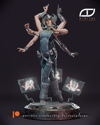 Spiral, Rita Wayword, Marvel, X-Men, Schwert, Figur, 3D Druck, Statue, UNBEMALT