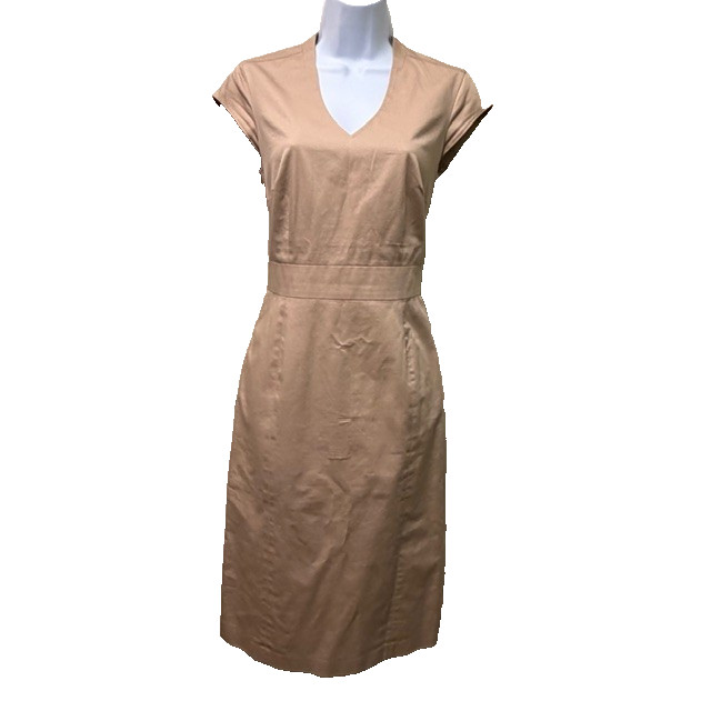Vtg Y2K 90s ESPRIT Size 8 Fitted Midi Dress Classic Career Taupe Brown Beige