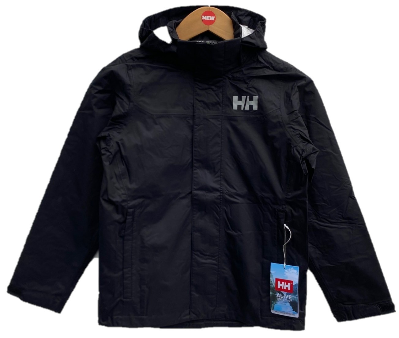 Helly Hansen Boy's Loke Rain Jacket BLACK $100, Size: 12