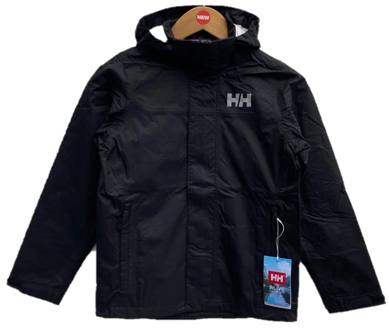 Helly Hansen Boy's Loke Rain Jacket BLACK $100, Size: 12