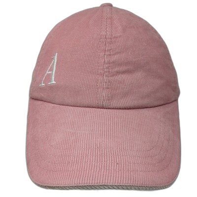 A Logo Strapback Baseball Cap Pink One Size Adjustable Corduroy Embroidered