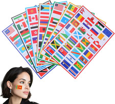 World Flag Stickers - 7 Sheets of PVC Country Flag Decals for Decor